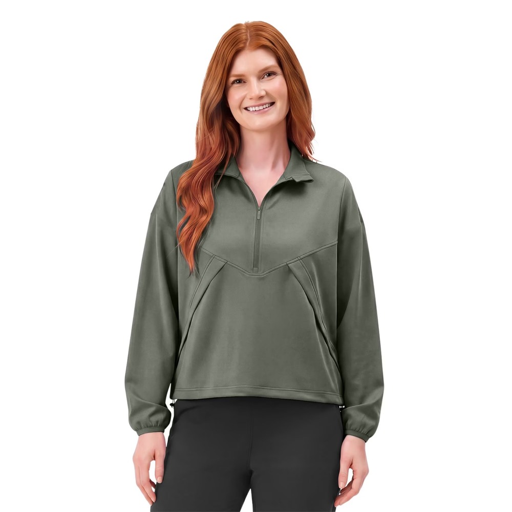 NWT Member's Mark Women's Travel Half-Zip Pullover Size L Green